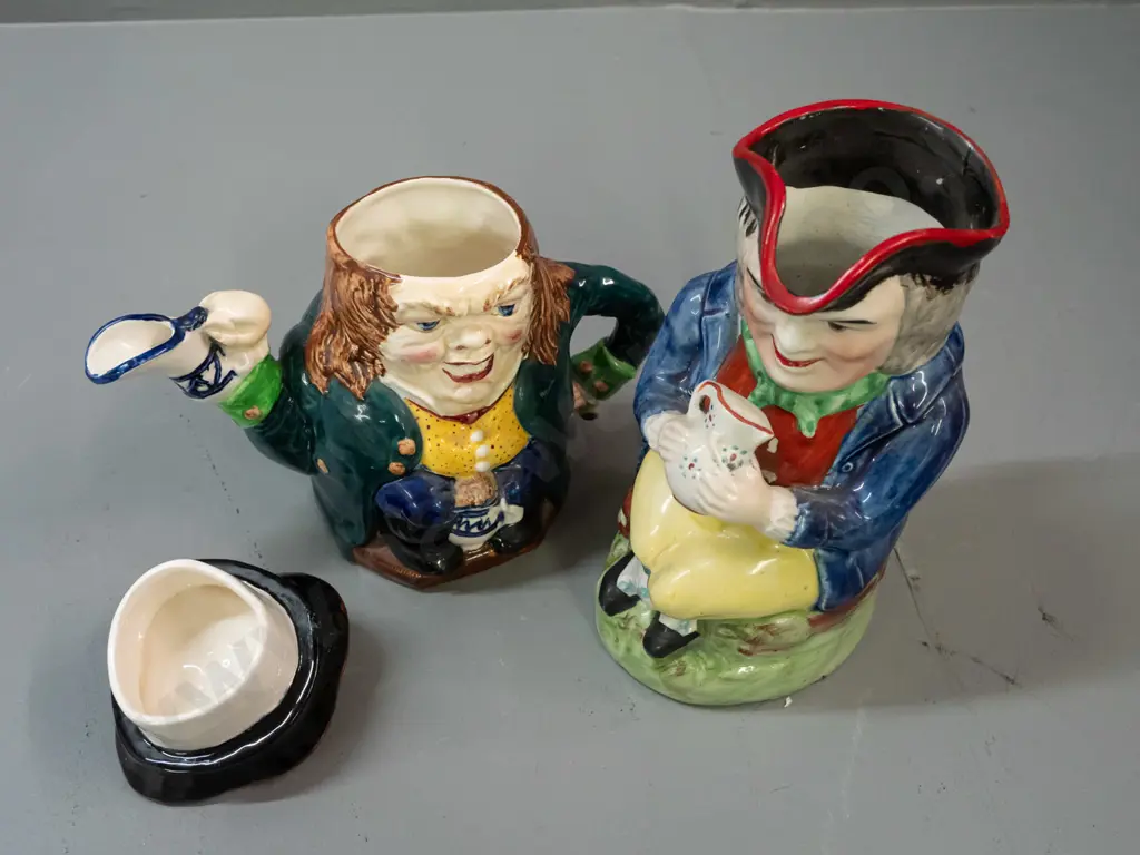 Burleigh Toby Philpott character teapot and an unmarked Staffordshire style with small chip to hat H-220 Image 1++