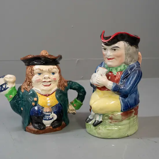 Burleigh Toby Philpott character teapot and an unmarked Staffordshire style with small chip to hat H-220