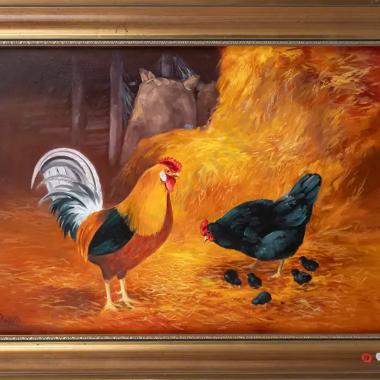 E Papps - framed oil on board "The Barn Series" H410 W590