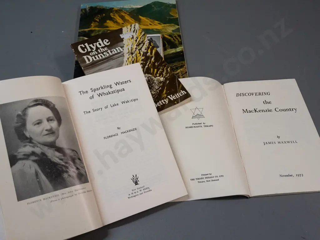 6 local history publications - Gold Trails of Otago, Sparkling Waters of Whakatipu, Clyde, Earnslaw etc. - some wear and Image 1++