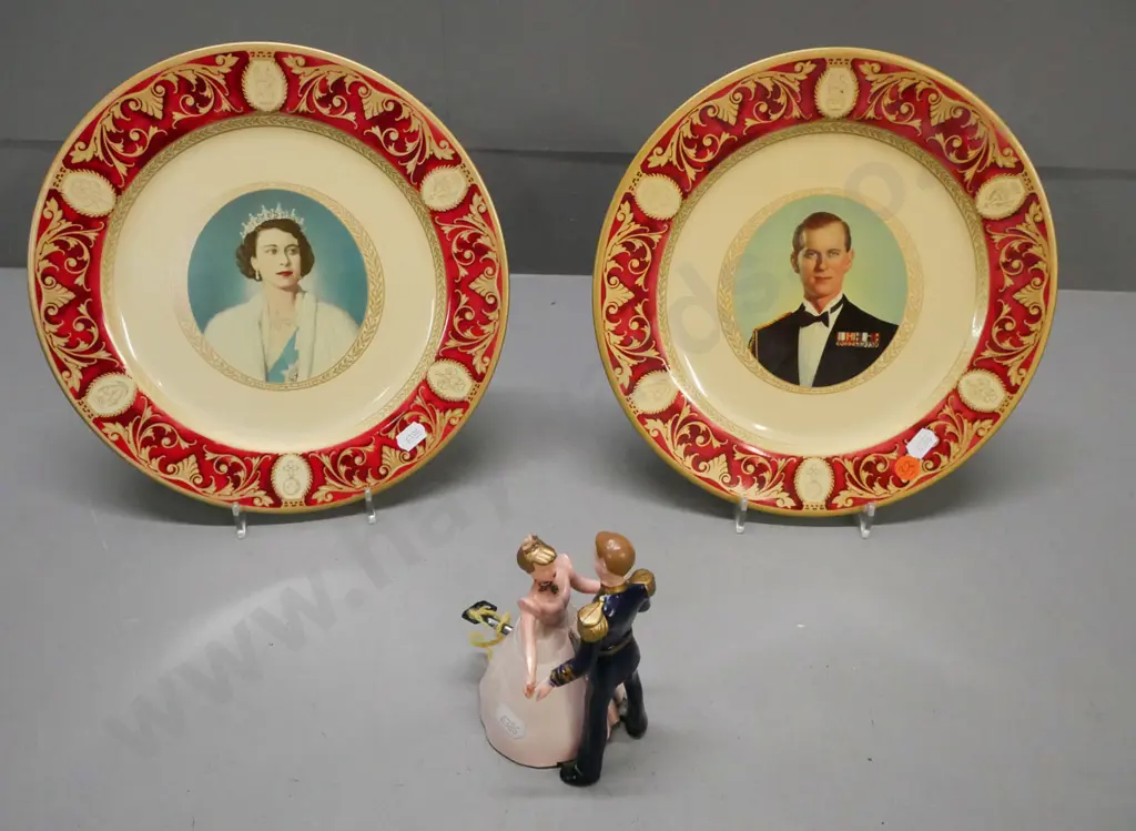 3x Royal Memorabilia. Portland Ware England, 2x Tolle Ware Duke of Edinburgh & Queen Elizabeth II plates, Image 1++