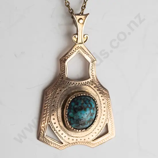 9ct pendant set with turquoise matrix  5.3gms