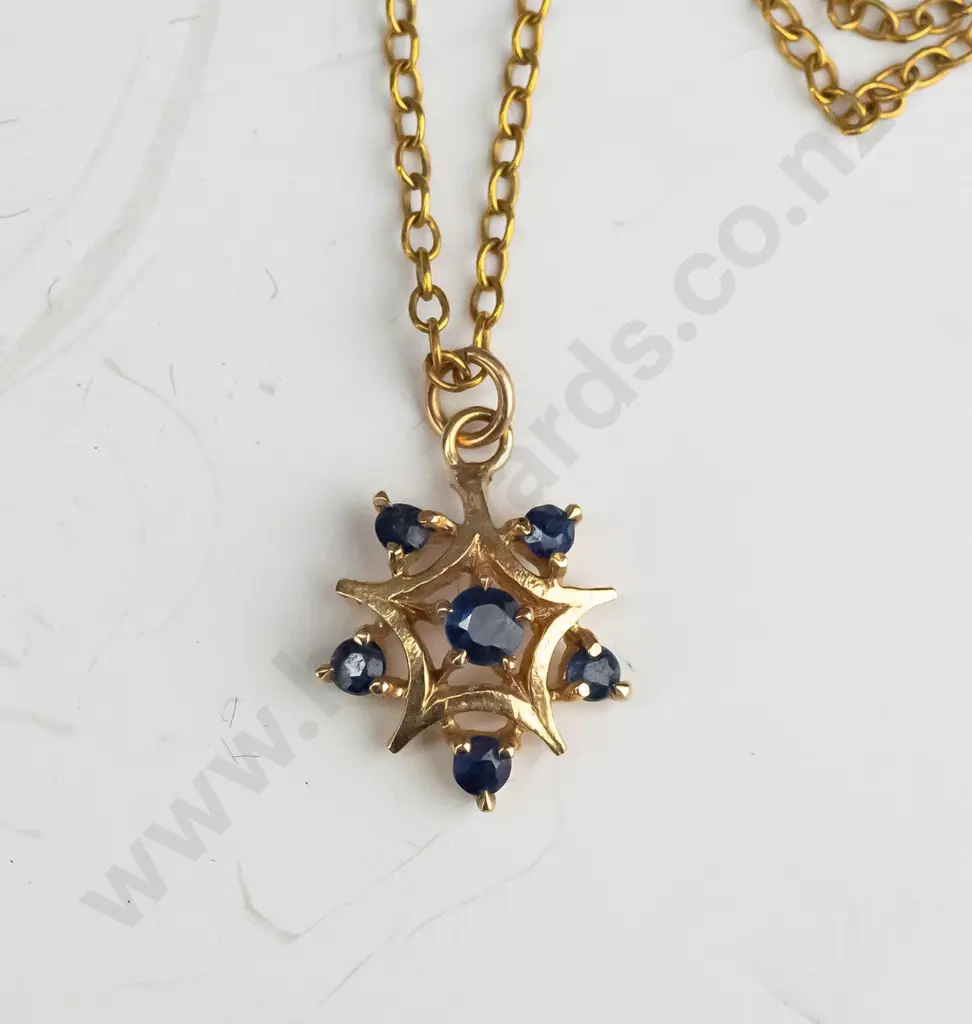 gold plated chained blue stone pendant Image 1++