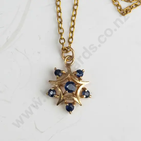 gold plated chained blue stone pendant