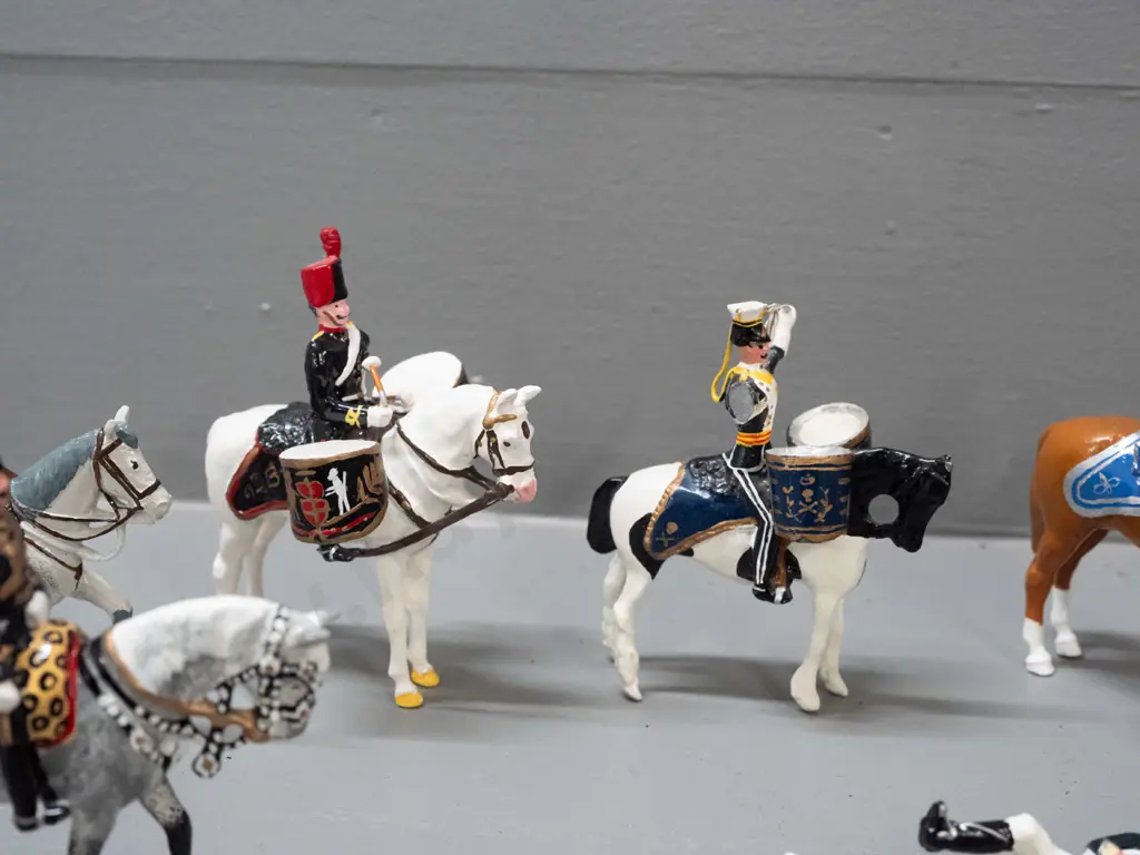 assorted painted cast metal military horse and rider figures, mixed eras, one marked Britains, most unmarked - some Image 1++