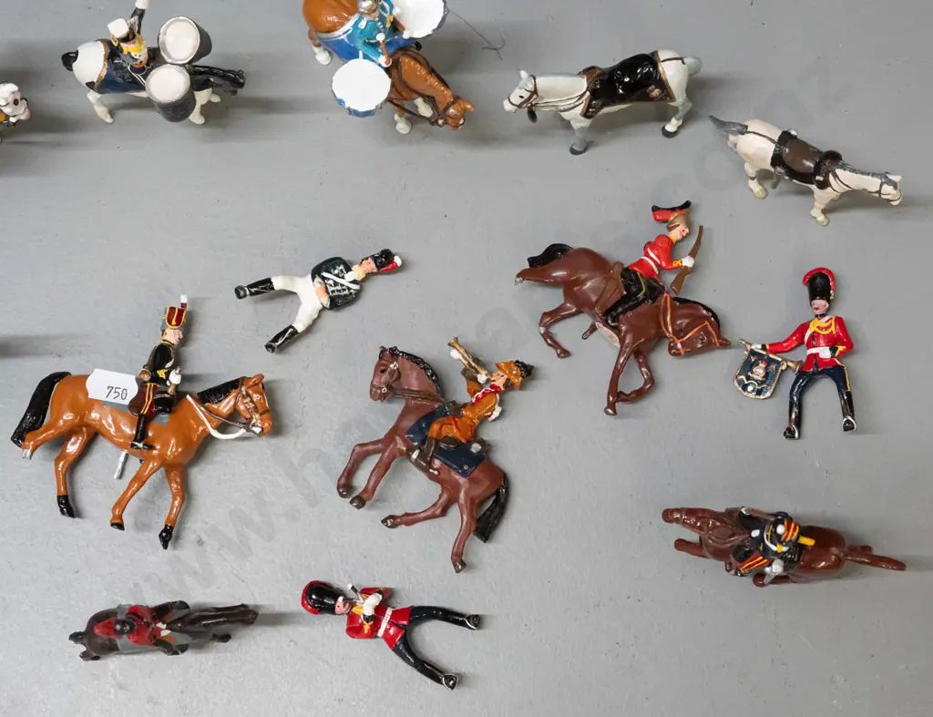 assorted painted cast metal military horse and rider figures, mixed eras, one marked Britains, most unmarked - some Image 1++