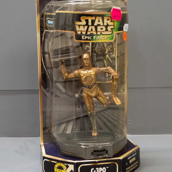 1997 Kenner / Hasbro Star Wars Epic Force C-3PO figure in original packaging - small tear to back of card, dents to