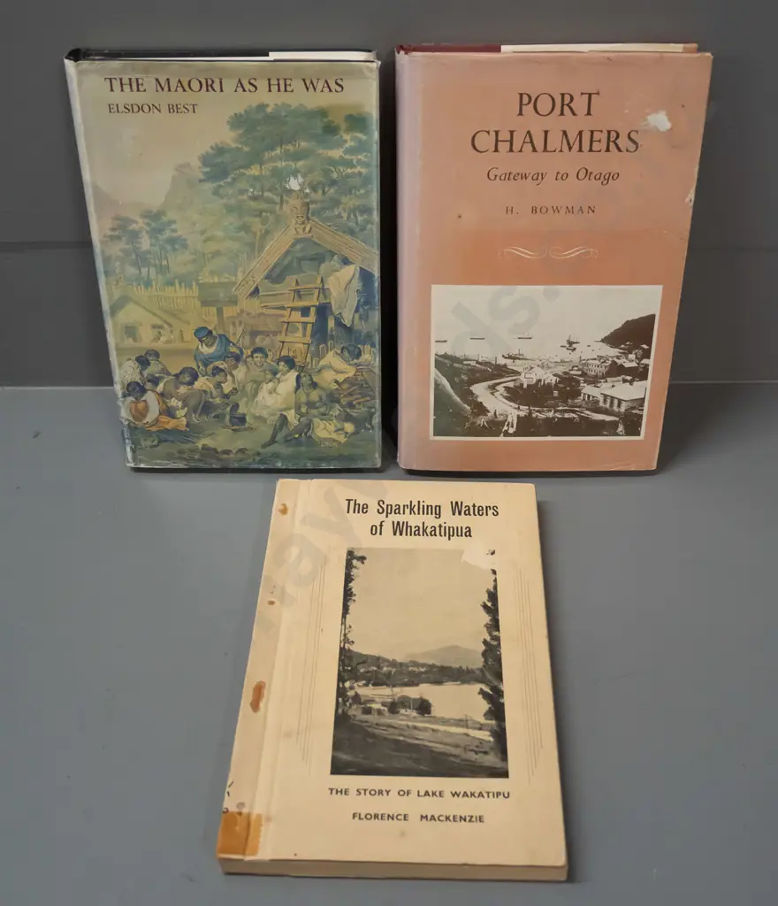 3 NZ history books - The Sparkling Waters of Whakatipu - Florence Mackenzie 1947 and 2 1970s reprints: The Maori As He Image 1++