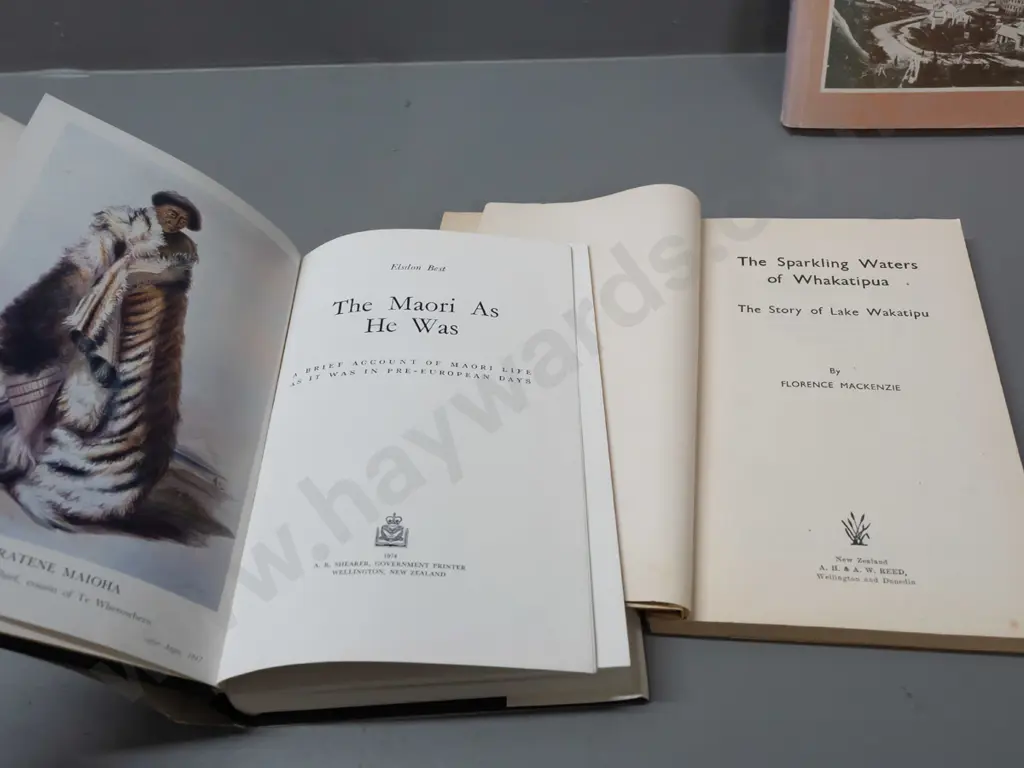 3 NZ history books - The Sparkling Waters of Whakatipu - Florence Mackenzie 1947 and 2 1970s reprints: The Maori As He Image 1++