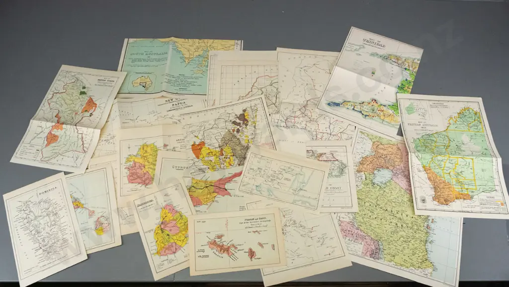 assorted small world maps - Australia, Africa, Caribbean, etc. - largest are 370 x 420 unfolded Image 1++