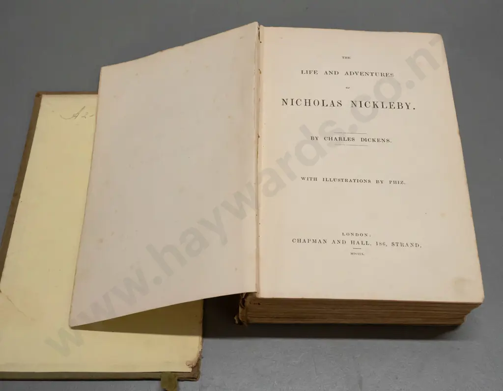 2 antique Charles Dickens novels in poor condition - Pickwick Papers (1845) & Nicholas Nickleby (1850) Chapman & Hall Image 1++
