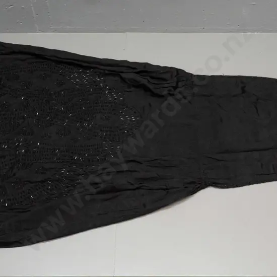 1920s vintage black beaded silk dress L-1250