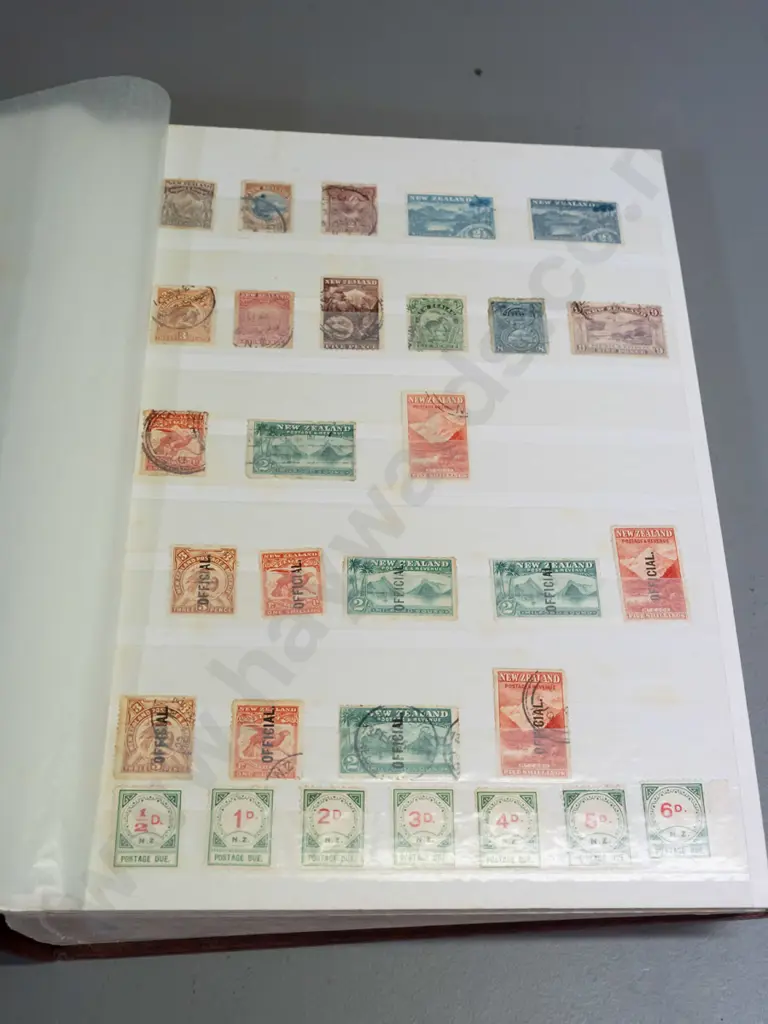 stamp album with vintage New Zealand contents - many multiples in very good condition - early full face Victoria onwards Image 1++