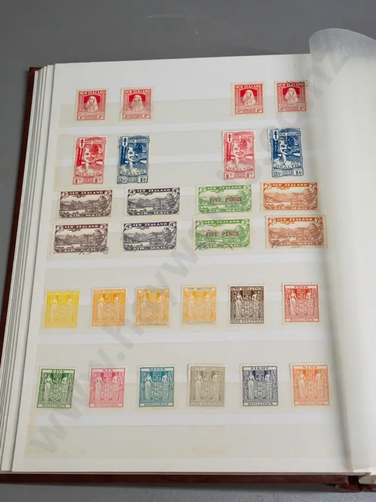 stamp album with vintage New Zealand contents - many multiples in very good condition - early full face Victoria onwards Image 1++
