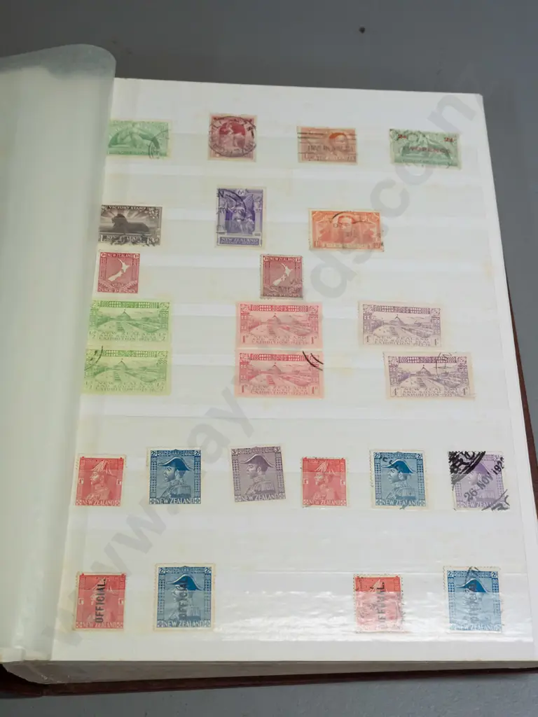 stamp album with vintage New Zealand contents - many multiples in very good condition - early full face Victoria onwards Image 1++