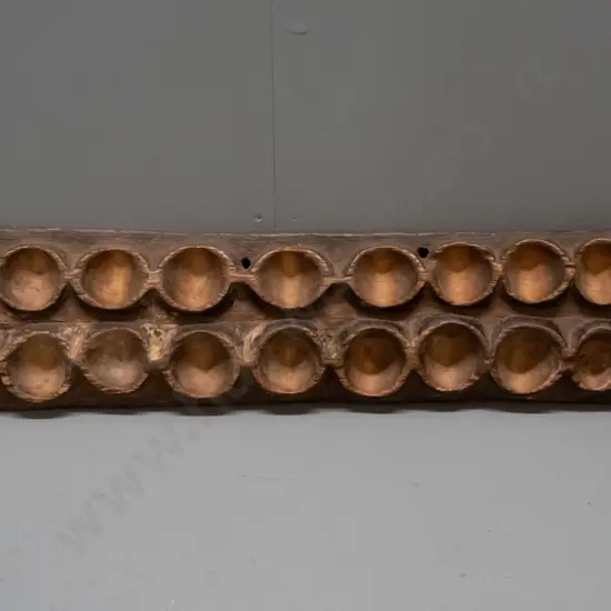 carved wood mancala style game board - Enkeshui / Maasai Kenya. Some age wear and chips. L-830 W-160