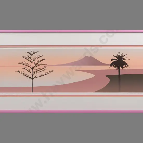 Malcolm Warr '85 - framed screenprint 82/150 "Rangitoto From Bucklands Beach II" H200 W660