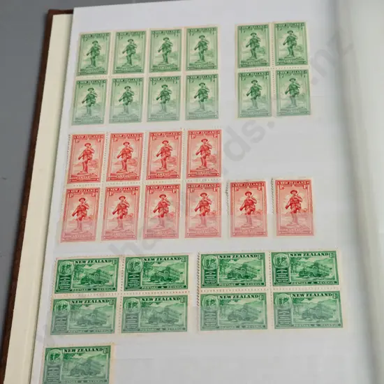 stamp album with vintage New Zealand contents - many multiples in very good condition - WWI era onwards