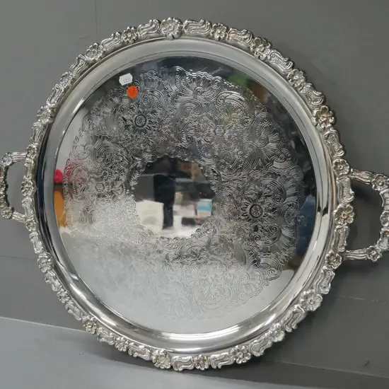 plated 3-footed Salver marked 'Coronet'. H-45 W-500