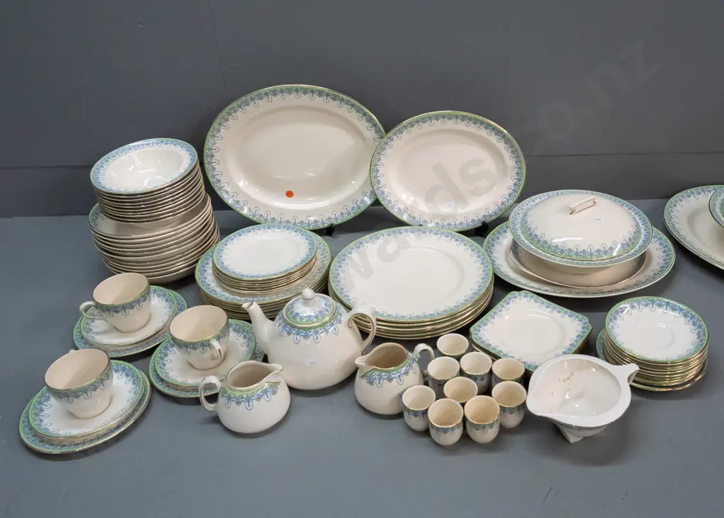 large assortment of vintage Royal Doulton Princess pattern tableware - varied quantities - oval ashetts, 6 dinners, Image 1++