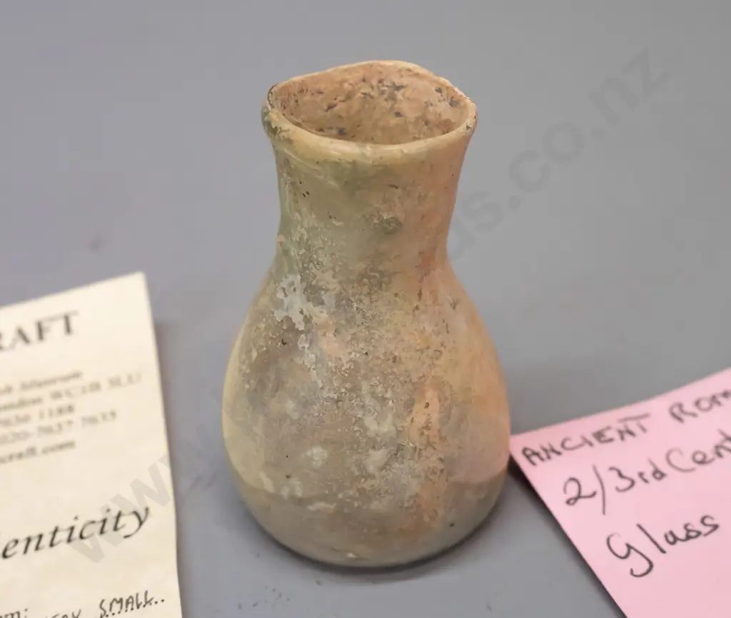 small 2nd or 3rd century Roman glass flask with certificate H-60 Image 1++