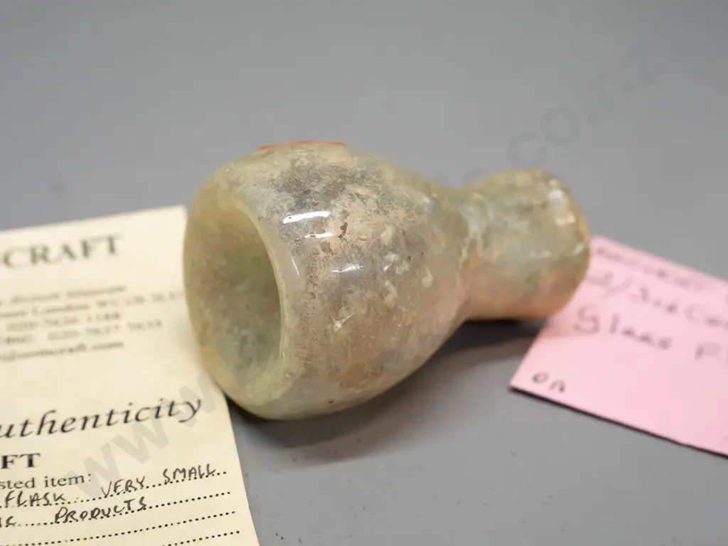 small 2nd or 3rd century Roman glass flask with certificate H-60 Image 1++