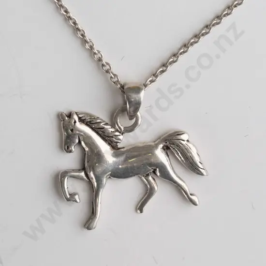 silver horse pendant stamped 925