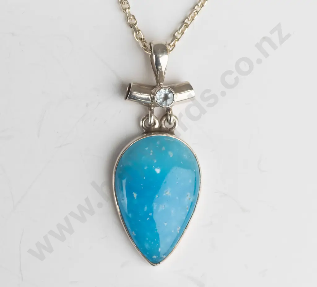 silver tourquoise  necklace chain stamped 925 Image 1++