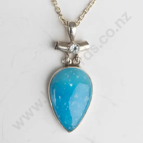 silver tourquoise  necklace chain stamped 925