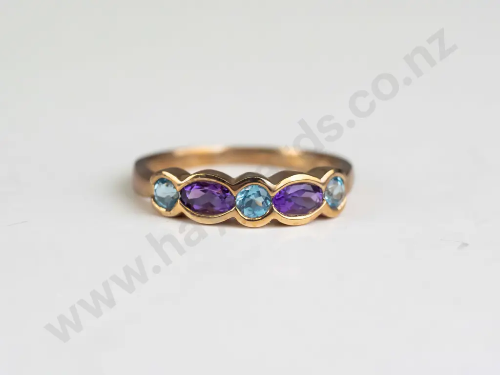 9ct amethyst & aquamarine ring Image 1++