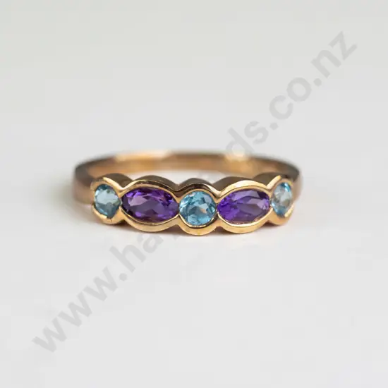 9ct amethyst & aquamarine ring