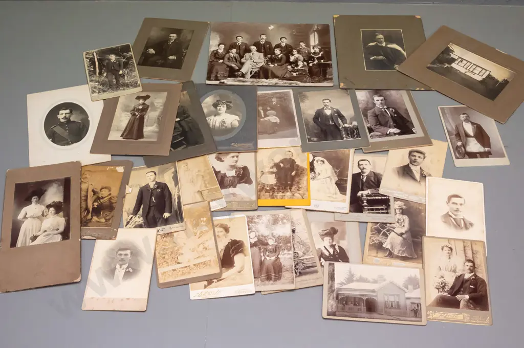 large assortment of vintage portrait photos and cartes de visite, most NZ, many Dunedin and south island - large group Image 1++