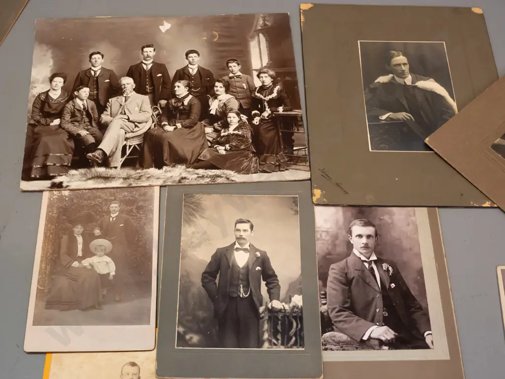 large assortment of vintage portrait photos and cartes de visite, most NZ, many Dunedin and south island - large group Image 1++