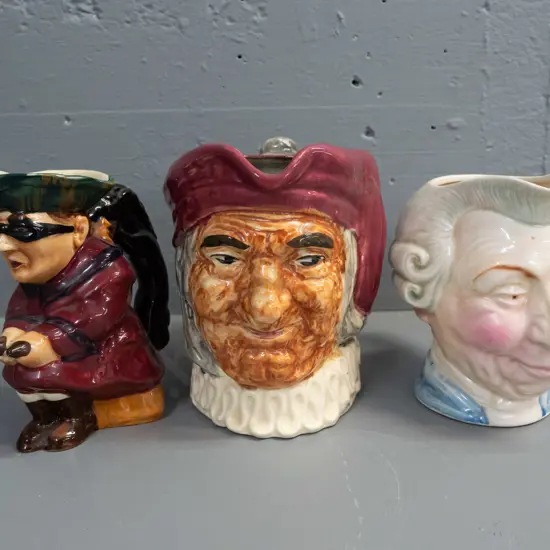 3 large character jugs - Shorter & Sons with some crazing and 2 unmarked including Simon the Cellarer H-170