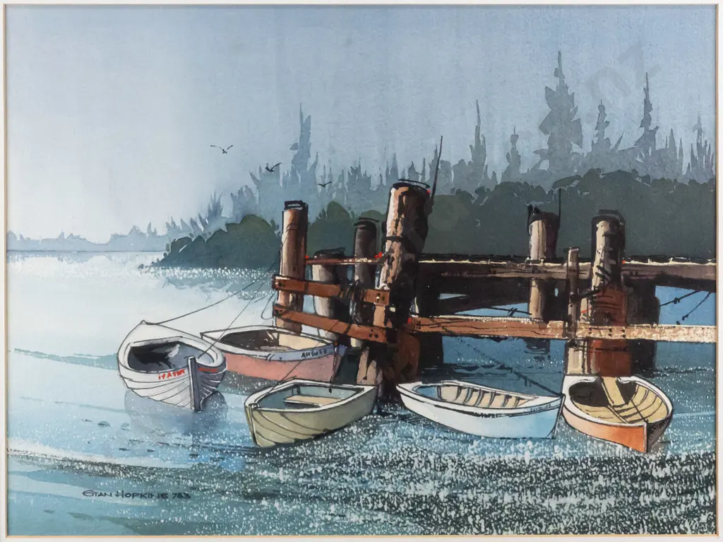 Stan Hopkins - framed watercolour "Still, Quiet Evening"  H310 W410 Image 1++