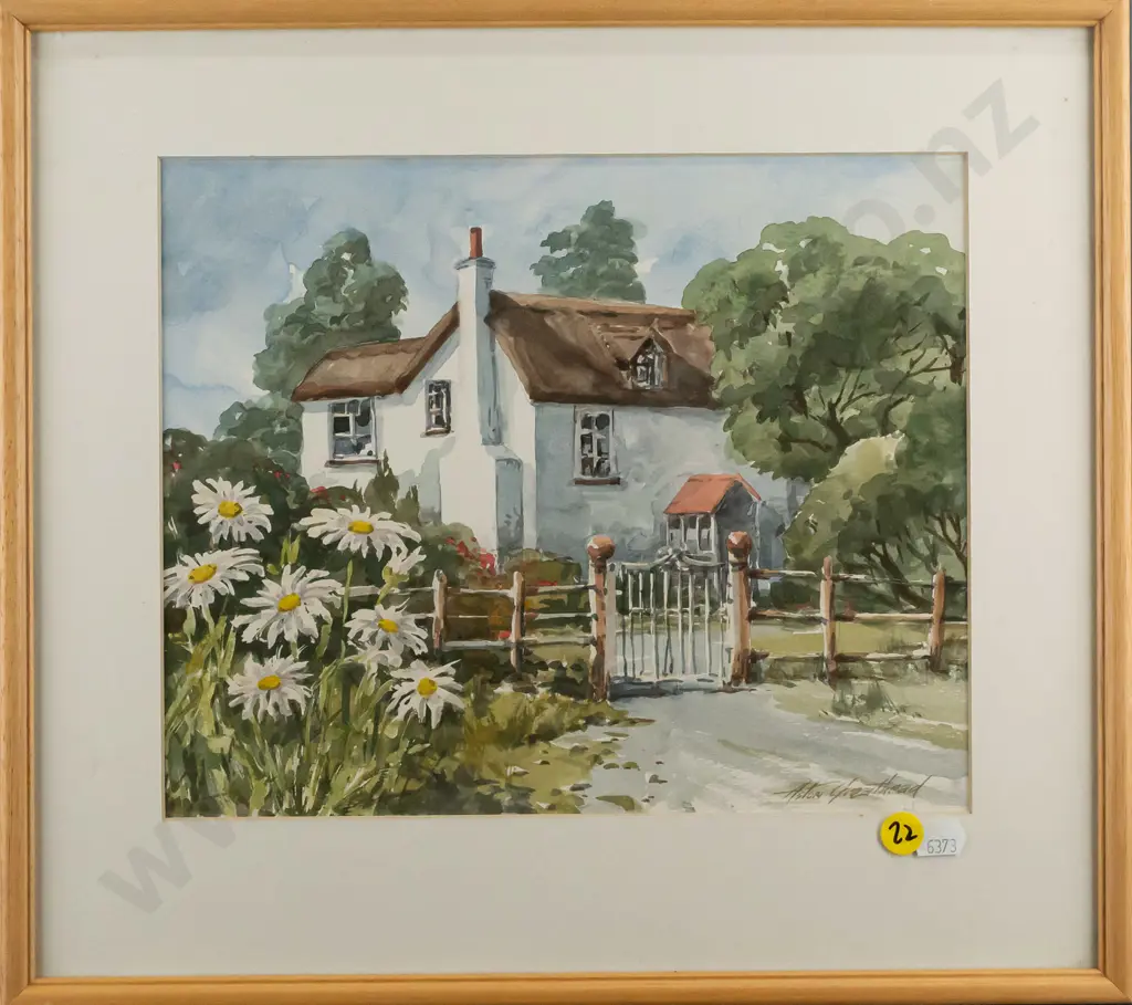 Aston Greathead - framed watercolour "Batch & whitewash Devon England H220 W-260 Image 1++