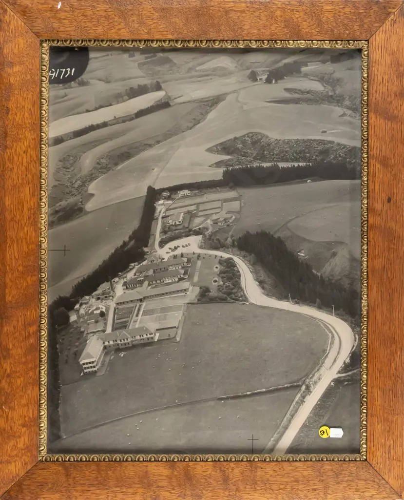 framed vintage aerial photographic print H500 W380 Image 1++