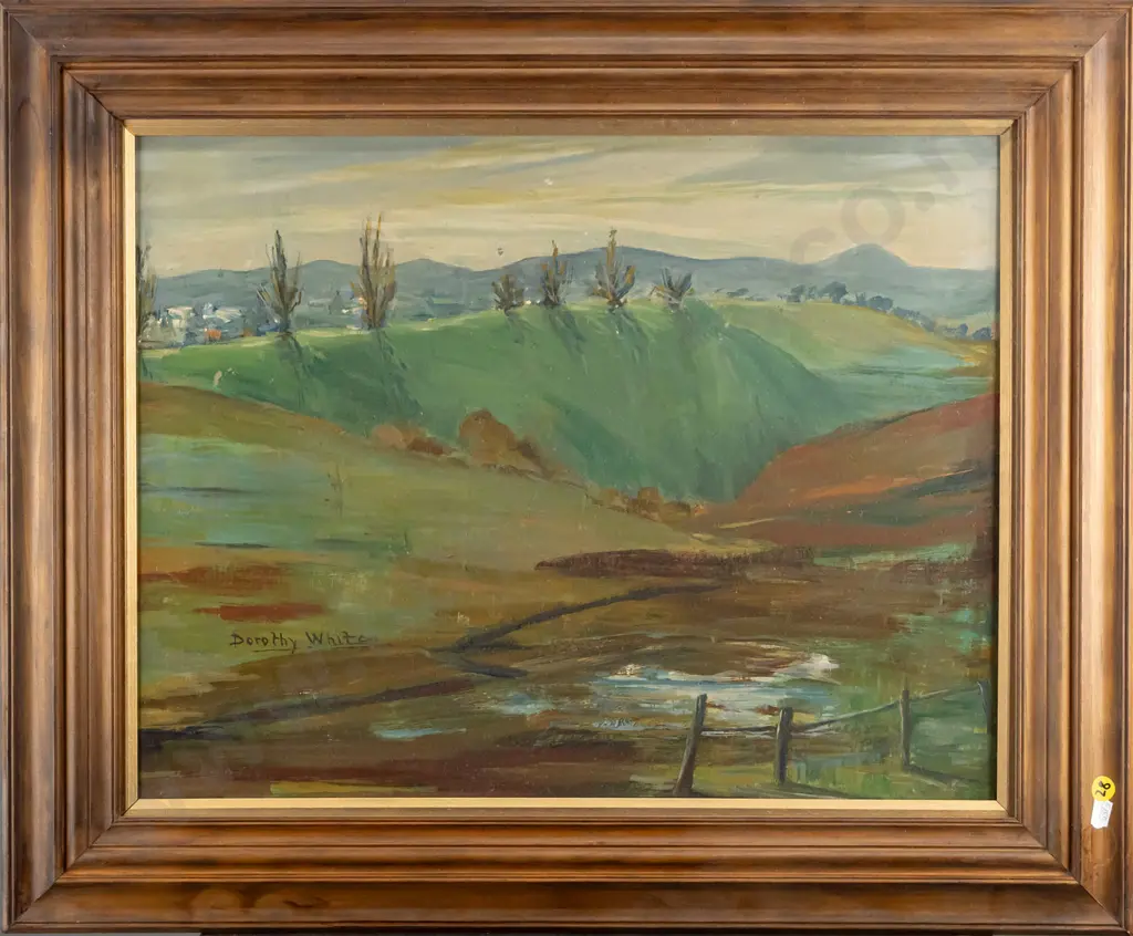 Dorothy White - framed oil on board "Rukuhi Landscape" H370 W480 Image 1++