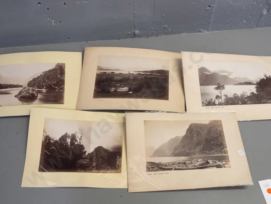 6 double sided cards with 12 vintage NZ scenic photos, 4 Burton Brothers and 8 others, some with original photo info Image 1++