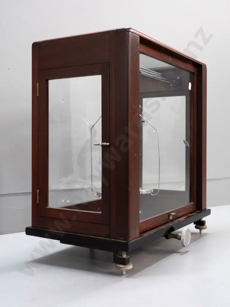 vintage precision balance scales in glazed timber case - scale and case marked Baird and Tatlock, London - minor wear, Image 1++