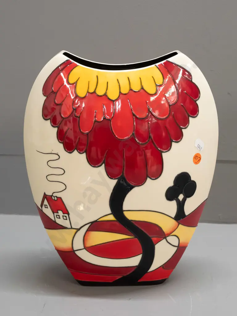 contemporary Old Tupton Ware deco-style tube-lined vase - ovoid shape H310 W-250 Image 1++