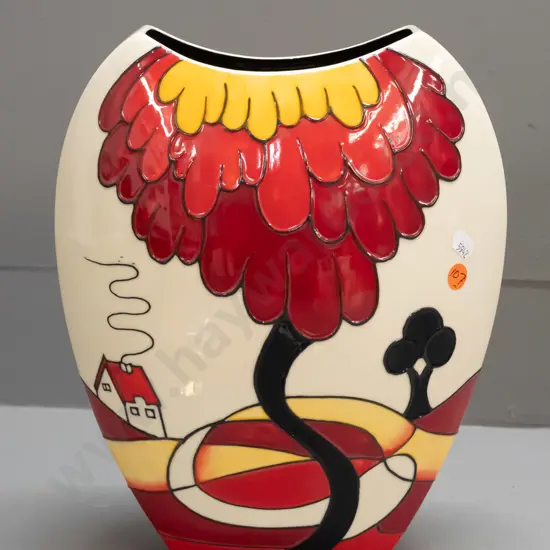 contemporary Old Tupton Ware deco-style tube-lined vase - ovoid shape H310 W-250