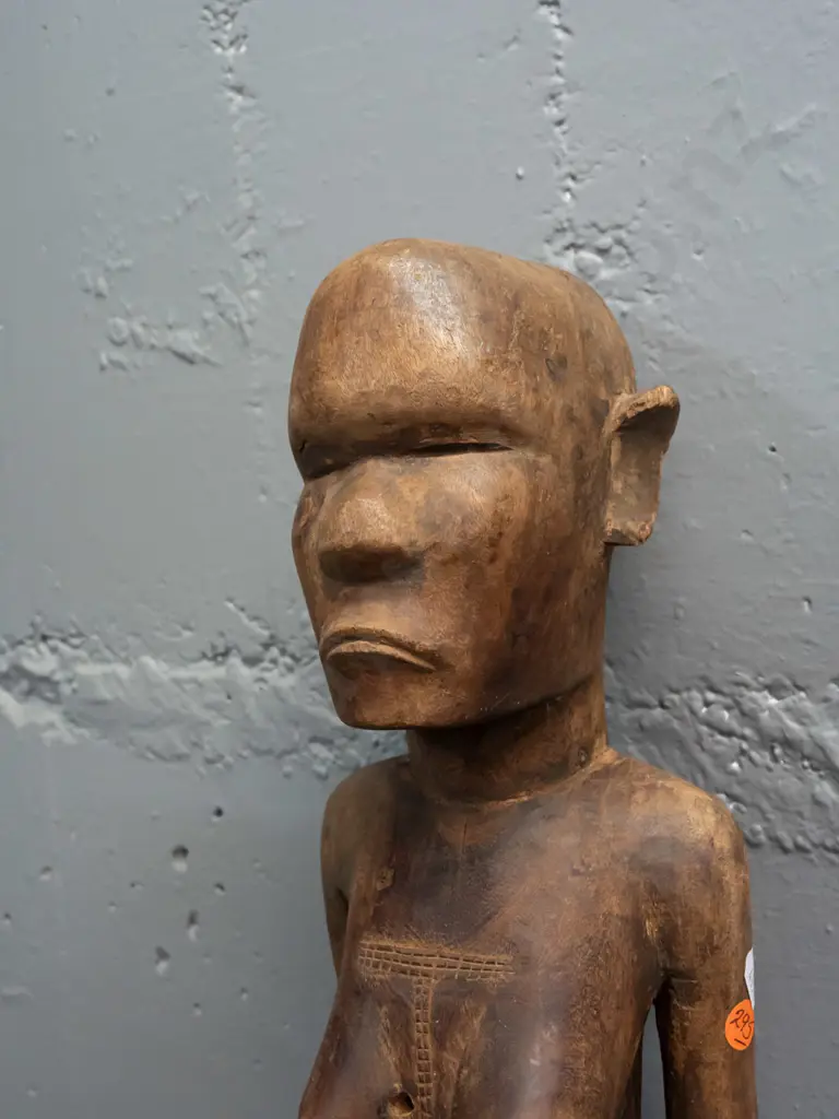 African (Congo) carved timber figure - standing pose, but does not stand without support. Chips to ears, crack in head, Image 1++