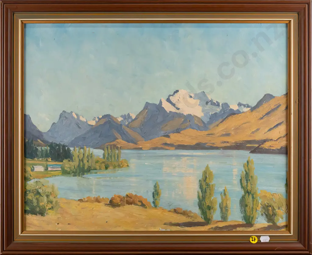 AJ Hall - framed oil on board "Mount Earnslaw Lake Wakatipu" H380 W490 Image 1++
