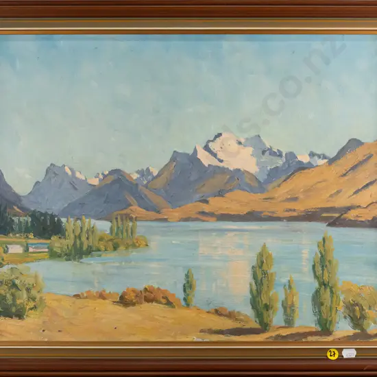 AJ Hall - framed oil on board "Mount Earnslaw Lake Wakatipu" H380 W490