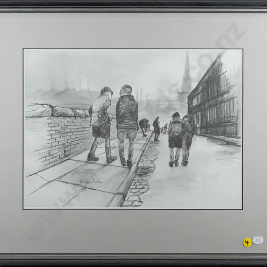 framed Ronald Pawson digital print - boys in street H250 W350