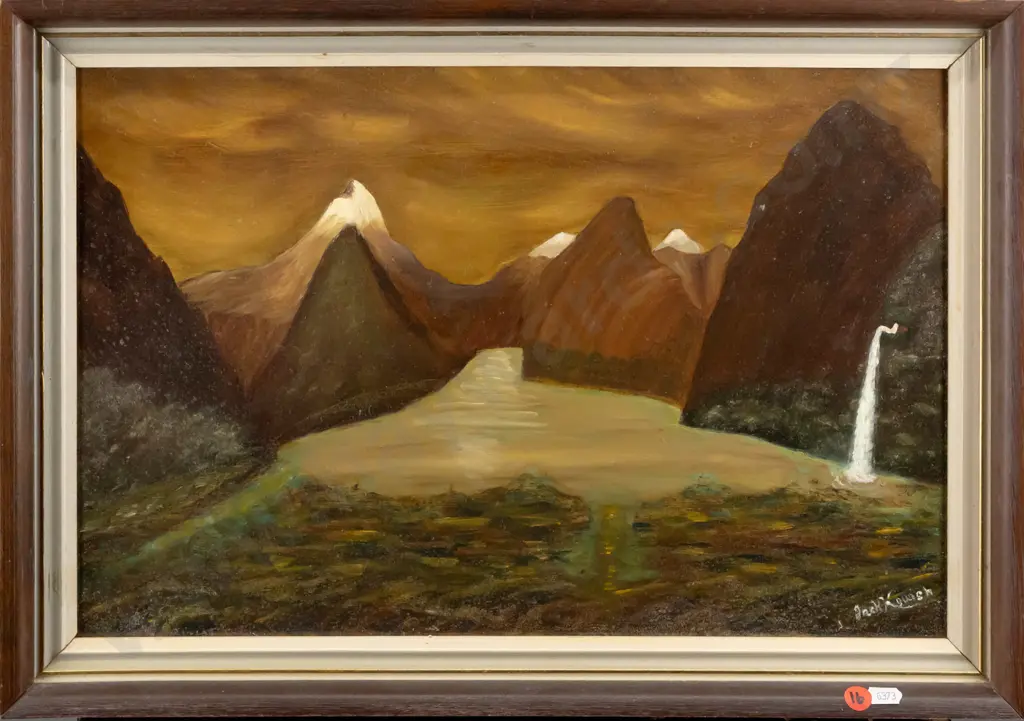 illegible signature - framed oil - Doubtful Sound H290 W450 (some aging to paint) Image 1++