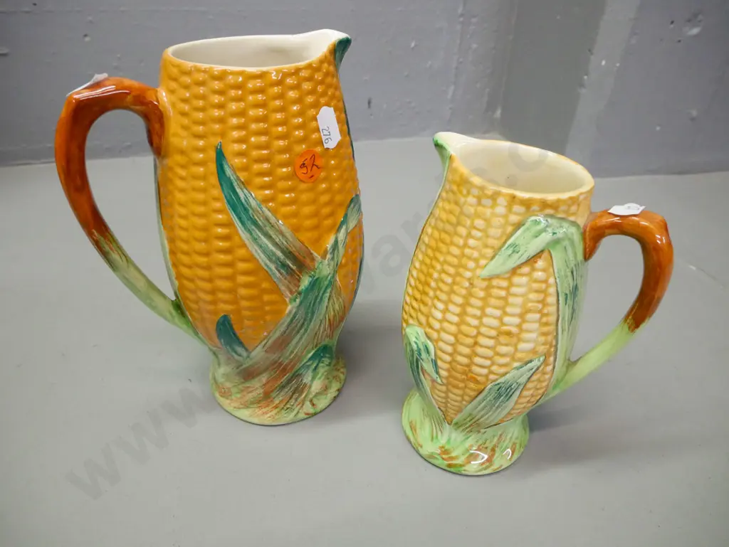 Staffordshire Shorter & Sons jugs x 2. Corn pattern. Taller jug H-200 D-130 Image 1++