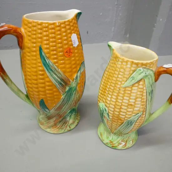 Staffordshire Shorter & Sons jugs x 2. Corn pattern. Taller jug H-200 D-130