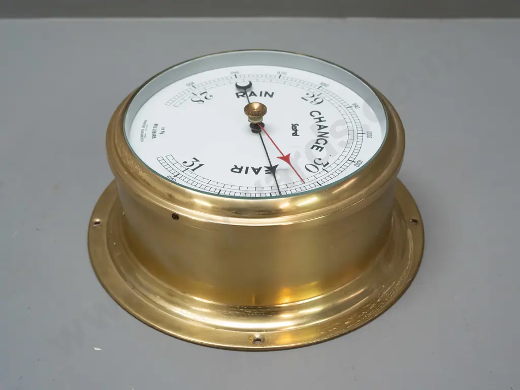 Sestrel brass-cased maritime style barometer - marked English Made Marine Barometer on face - some scratches & paint Image 1++